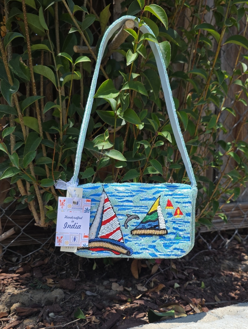 Viral Sailboat Dolphin Beaded Bag